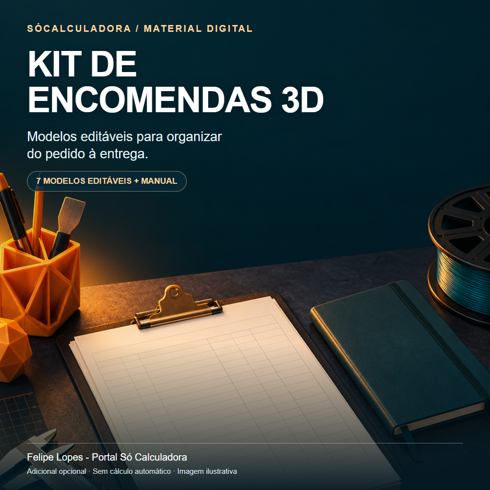 Capa ilustrativa do material digital Kit de Encomendas 3D